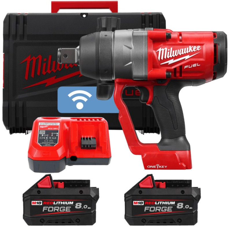 Купити Гайкокрут акумуляторний 1'' MILWAUKEE, M18 ONEFHIWF1-802X, 2400Нм (+зар.пр., 2 акум.Х 8Аг, HD кейс) FORGE. Офіційний магазин Мілвокі Україна, фірмова гарантія з доставкою по Украіні