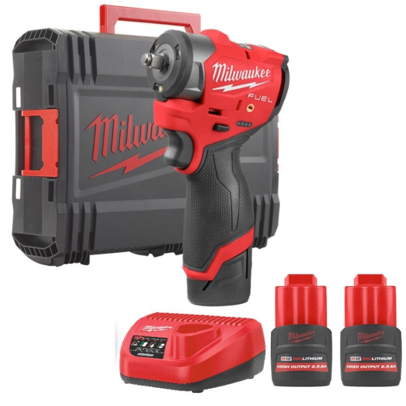 Купити Гайковерт акумуляторний 3/8'' MILWAUKEE з кільцем M12 FSCIWF38-252X, 305Нм (зарядний пристрій, 2 акум. Х 2,5Аг, HDкейс). Офіційний магазин Мілвокі Україна, фірмова гарантія з доставкою по Украіні