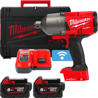 Купити Гайковерт акумуляторний безщітковий 3/4'' MILWAUKEE, M18 ONEFHIWF34-502X, 2034Нм, з кільцем (зарядний пристрій M12-18 FC, 2 акумулятори М18 В5 5Аг, HDкейс). Офіційний магазин Мілвокі Україна, фірмова гарантія з доставкою по Украіні
