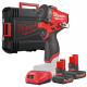 Купити Гайковерт акумуляторний безщітковий 1/2'' MILWAUKEE, M12 FCIWF12G3-502X, 746Нм, з кільцем (зарядний пристрій С12 С, 2 акумулятори М18 НВ5 5Аг, кліпса для реміня, HDкейс). Офіційний магазин Мілвокі Україна, фірмова гарантія з доставкою по Украіні