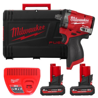 Купити Гайковерт акумуляторний безщітковий 1/2'' MILWAUKEE, M12 FCIWF12G3-502X, 746Нм, з кільцем (зарядний пристрій С12 С, 2 акумулятори М18 НВ5 5Аг, кліпса для реміня, HDкейс). Офіційний магазин Мілвокі Україна, фірмова гарантія з доставкою по Украіні