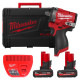 Купити Гайковерт акумуляторний безщітковий 1/2'' MILWAUKEE, M12 FCIWF12G3-502X, 746Нм, з кільцем (зарядний пристрій С12 С, 2 акумулятори М18 НВ5 5Аг, кліпса для реміня, HDкейс). Офіційний магазин Мілвокі Україна, фірмова гарантія з доставкою по Украіні