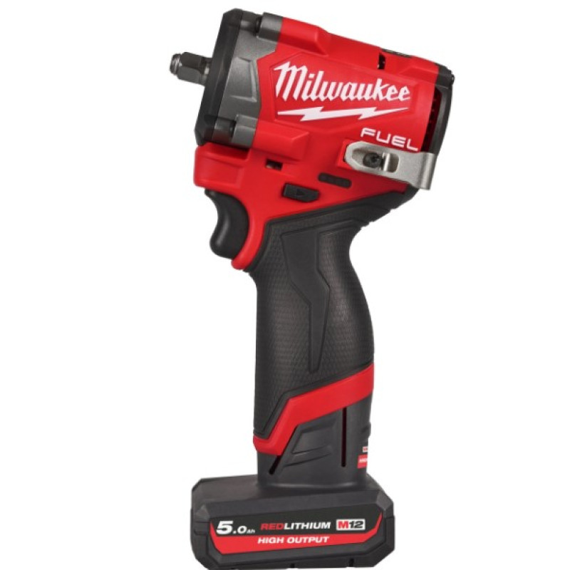 Купити Гайковерт акумуляторний безщітковий 3/8'' MILWAUKEE, M12 FCIWF38G3-502X, 745Нм, з кільцем (зарядний пристрій С12 С, 2 акумулятори М12 НВ5 5Ач, кліпса на пояс, HDкейс). Офіційний магазин Мілвокі Україна, фірмова гарантія з доставкою по Украіні