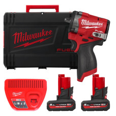 Купити Гайковерт акумуляторний безщітковий 3/8'' MILWAUKEE, M12 FCIWF38G3-502X, 745Нм, з кільцем (зарядний пристрій С12 С, 2 акумулятори М12 НВ5 5Ач, кліпса на пояс, HDкейс). Офіційний магазин Мілвокі Україна, фірмова гарантія з доставкою по Украіні