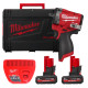 Купити Гайковерт акумуляторний безщітковий 3/8'' MILWAUKEE, M12 FCIWF38G3-502X, 745Нм, з кільцем (зарядний пристрій С12 С, 2 акумулятори М12 НВ5 5Ач, кліпса на пояс, HDкейс). Офіційний магазин Мілвокі Україна, фірмова гарантія з доставкою по Украіні