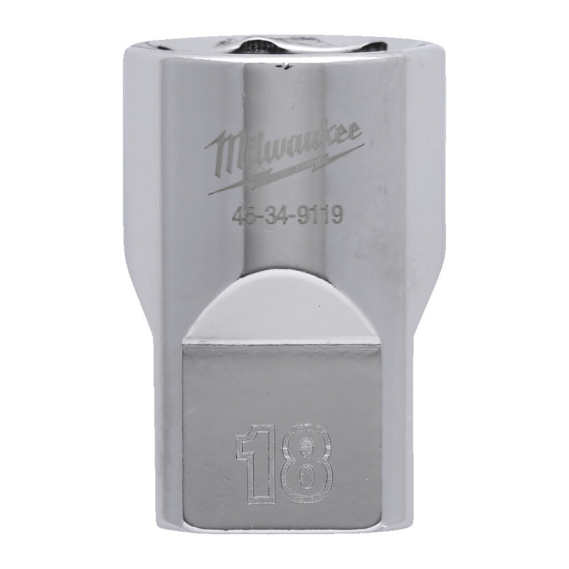 Купити Головка торцева хромована 1/2'' 6гр. MILWAUKEE, 18мм. Офіційний магазин Мілвокі Україна, фірмова гарантія з доставкою по Украіні