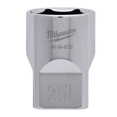 Купити Головка торцева хромована 1/2'' 6гр. MILWAUKEE, 21мм. Офіційний магазин Мілвокі Україна, фірмова гарантія з доставкою по Украіні