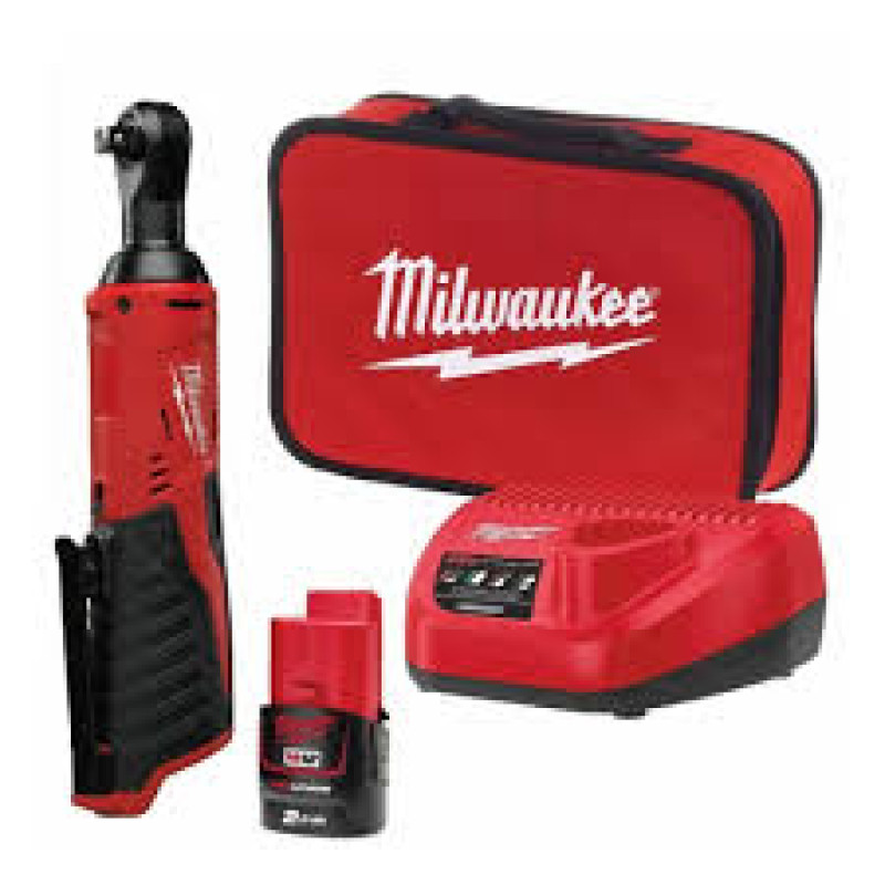 Купити Гайковерт-трещітка кутовий акумуляторний 3/8'' MILWAUKEE, M12 IR-201B, 47Нм (зарядний пристрій С12 С, 1 акумулятор М12 В2 2Аг, сумка). Офіційний магазин Мілвокі Україна, фірмова гарантія з доставкою по Украіні