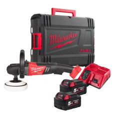 Купити Машина полірувальна кутова акумуляторна безщіткова MILWAUKEE, M18 FAP180-502X, діаметр 180мм (зарядний пристрій M12-18 FC, 2 акумулятори М18 В5 5Аг, полірувальна платформа, пилезахисний екран, D-образна ручка, бічна ручка, HDкейс). Офіційний магазин Мілвокі Україна, фірмова гарантія з доставкою по Украіні