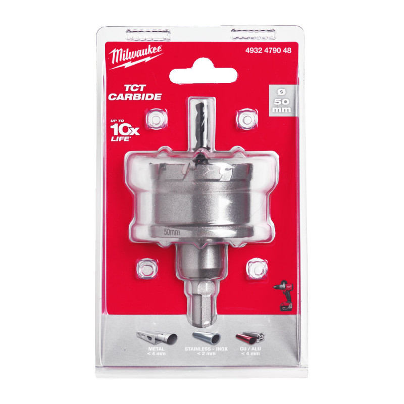 Купити Коронка Holesaw TCT MILWAUKEE, для сталі/нержавіючої сталі, діаметр 50мм. Офіційний магазин Мілвокі Україна, фірмова гарантія з доставкою по Украіні
