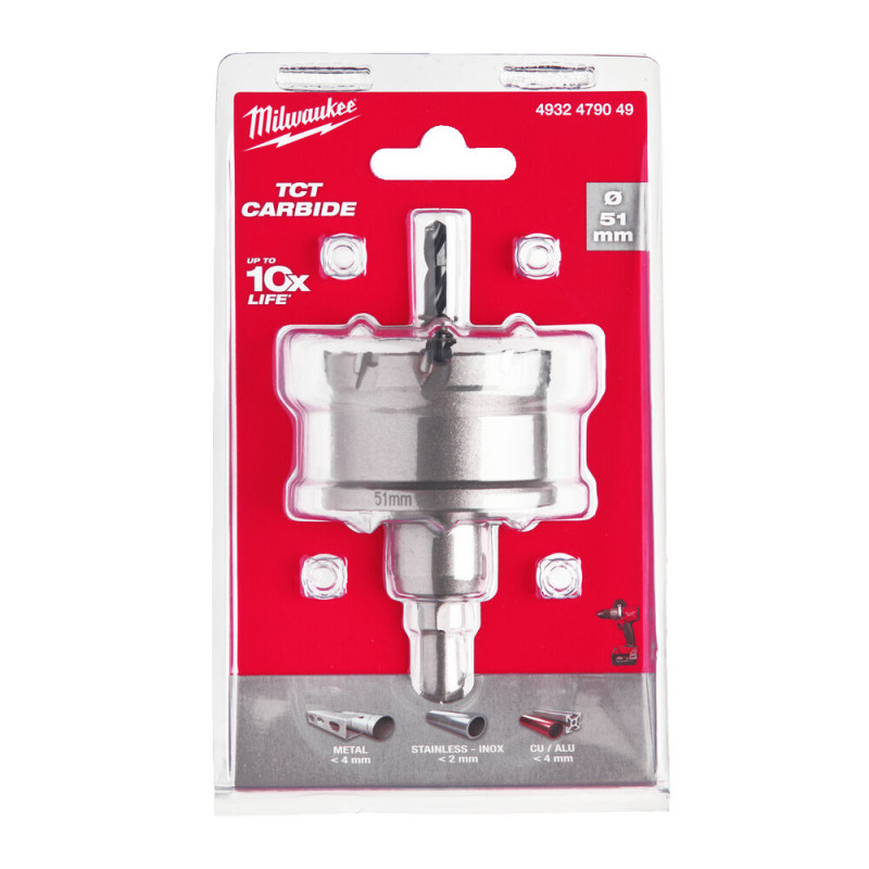 Купити Коронка Holesaw TCT MILWAUKEE, для сталі/нержавіючої сталі, діаметр 51мм. Офіційний магазин Мілвокі Україна, фірмова гарантія з доставкою по Украіні