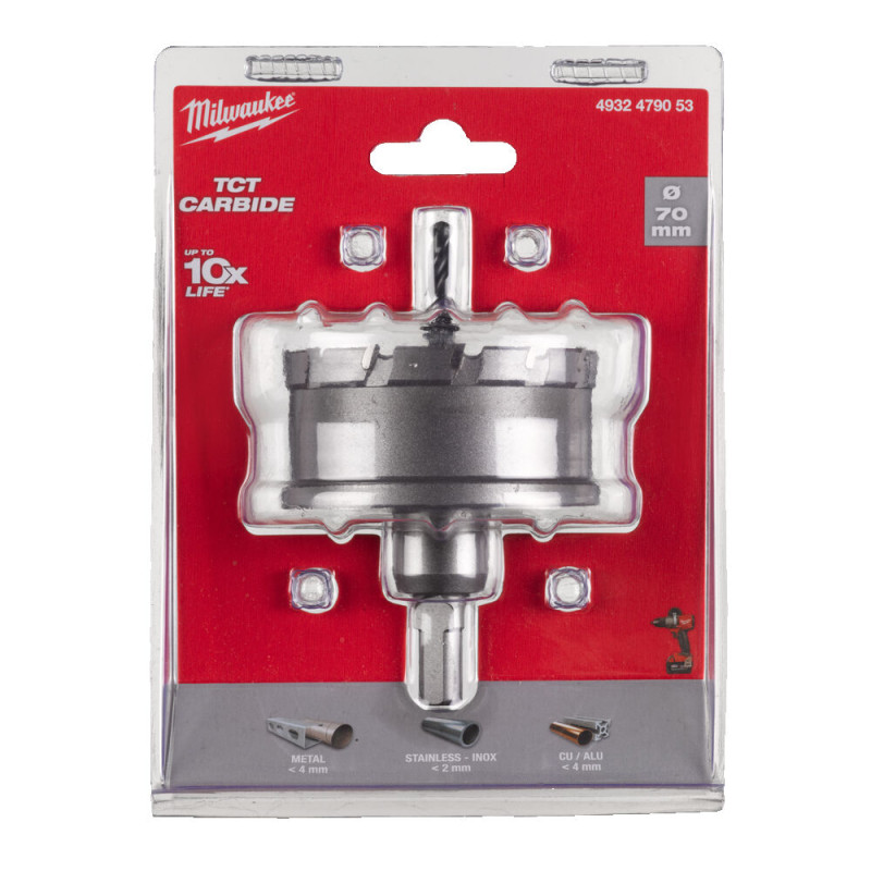 Купити Коронка Holesaw TCT MILWAUKEE, для сталі/нержавіючої сталі, діаметр 70мм. Офіційний магазин Мілвокі Україна, фірмова гарантія з доставкою по Украіні