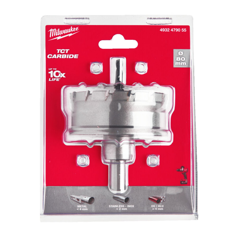 Купити Коронка Holesaw TCT MILWAUKEE, для сталі/нержавіючої сталі, діаметр 80мм. Офіційний магазин Мілвокі Україна, фірмова гарантія з доставкою по Украіні