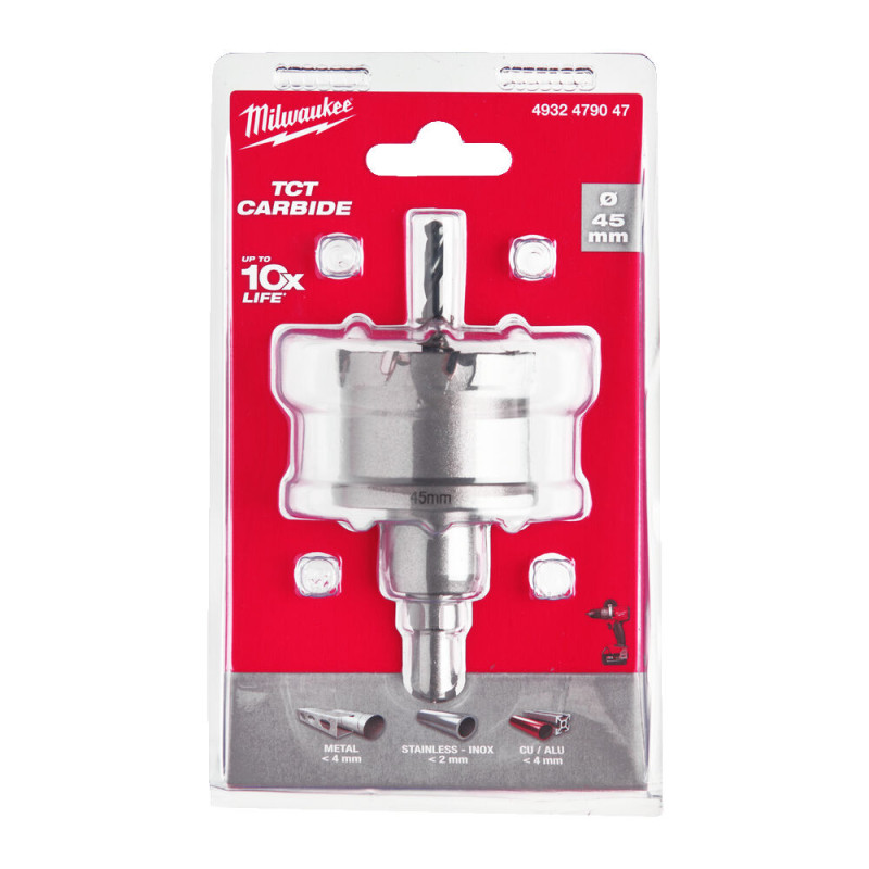 Купити Коронка Holesaw TCT MILWAUKEE, для сталі/нержавіючої сталі, діаметр 45мм. Офіційний магазин Мілвокі Україна, фірмова гарантія з доставкою по Украіні