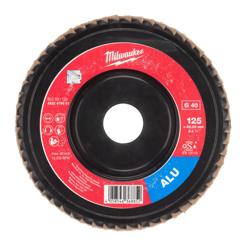 Купити Диск пелюстковий MILWAUKEE SLC50/125G40 Aluminium, діаметр 125 мм/зерно 40. Офіційний магазин Мілвокі Україна, фірмова гарантія з доставкою по Украіні