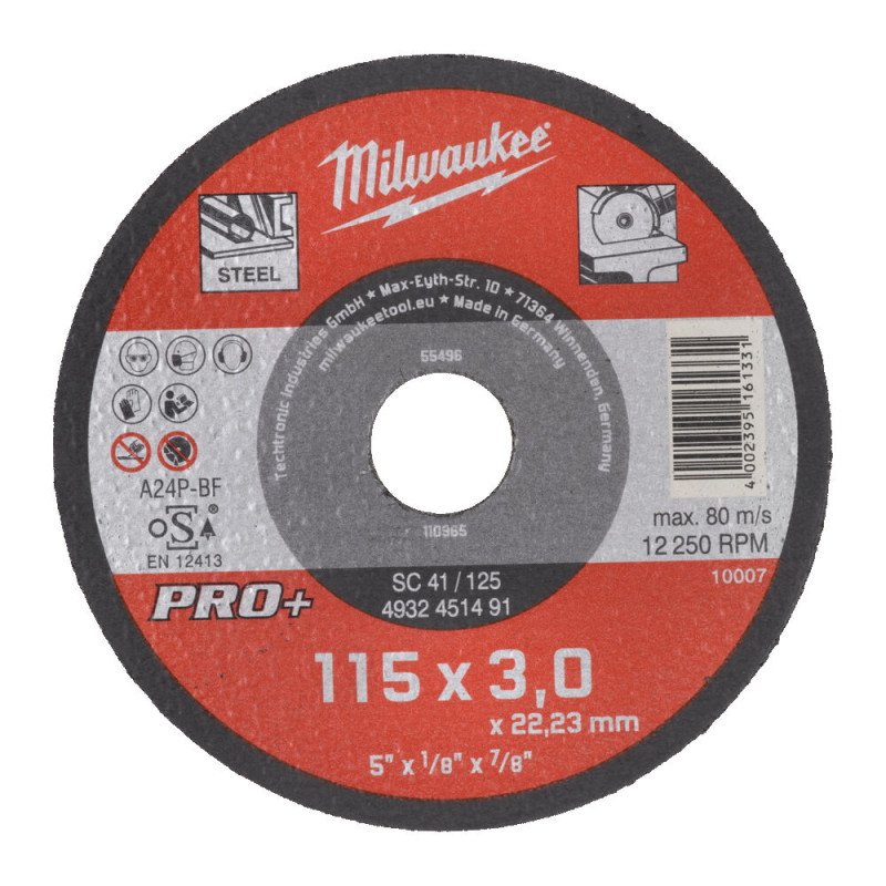 Купити Диск відрізний по металу MILWAUKEE, SCS 41/115х3 PRO+, діаметр 115мм. Офіційний магазин Мілвокі Україна, фірмова гарантія з доставкою по Украіні