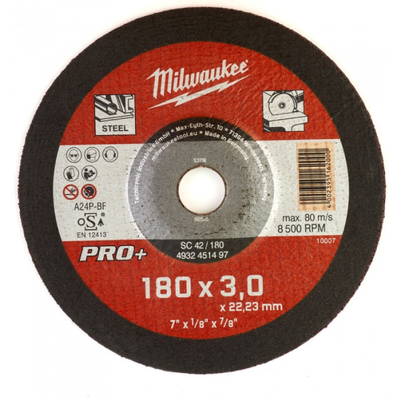 Купити Диск відрізний по металу MILWAUKEE, SCS 42/180х3 PRO+, діаметр 180мм. Офіційний магазин Мілвокі Україна, фірмова гарантія з доставкою по Украіні