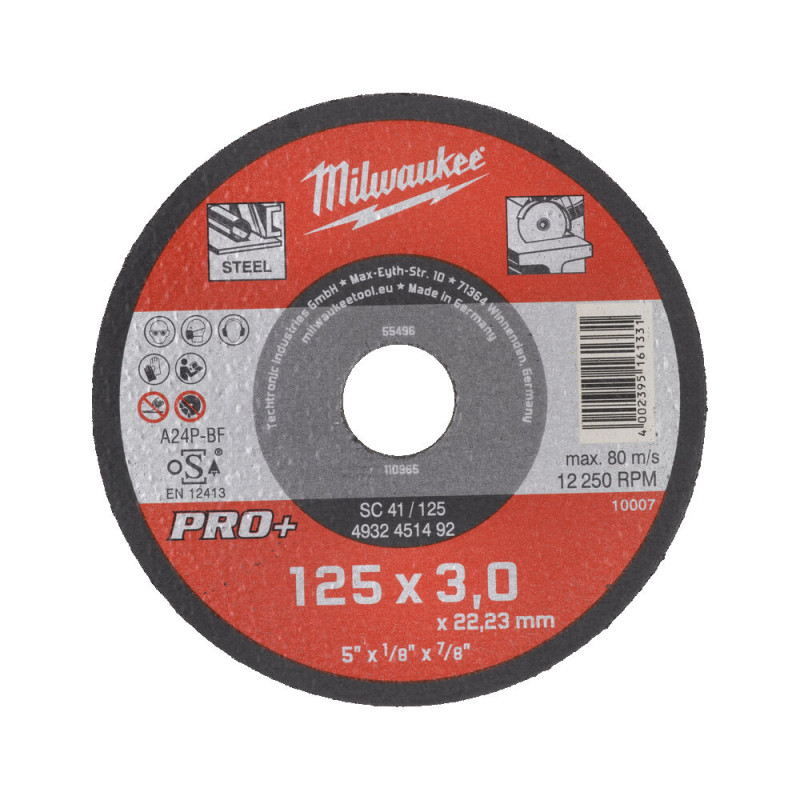Купити Диск відрізний по металу MILWAUKEE, SC 41/125х3 PRO+, діаметр 125мм. Офіційний магазин Мілвокі Україна, фірмова гарантія з доставкою по Украіні