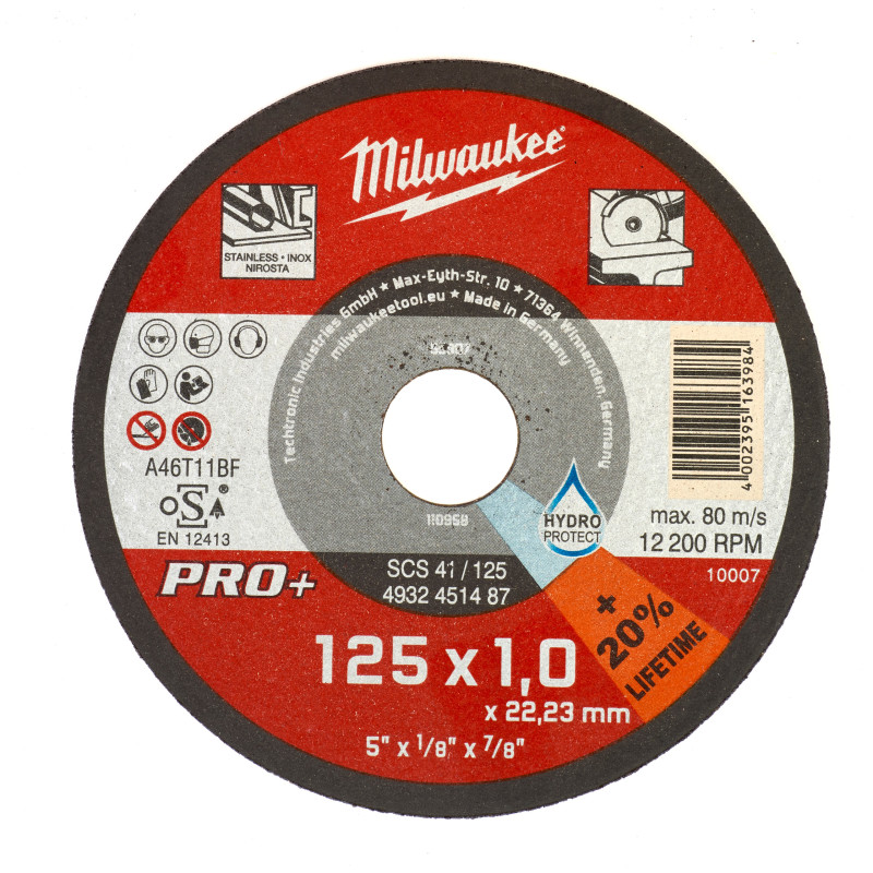 Купити Диск відрізний по металу MILWAUKEE, SCS 41/125х1 PRO+, діаметр 125мм. Офіційний магазин Мілвокі Україна, фірмова гарантія з доставкою по Украіні
