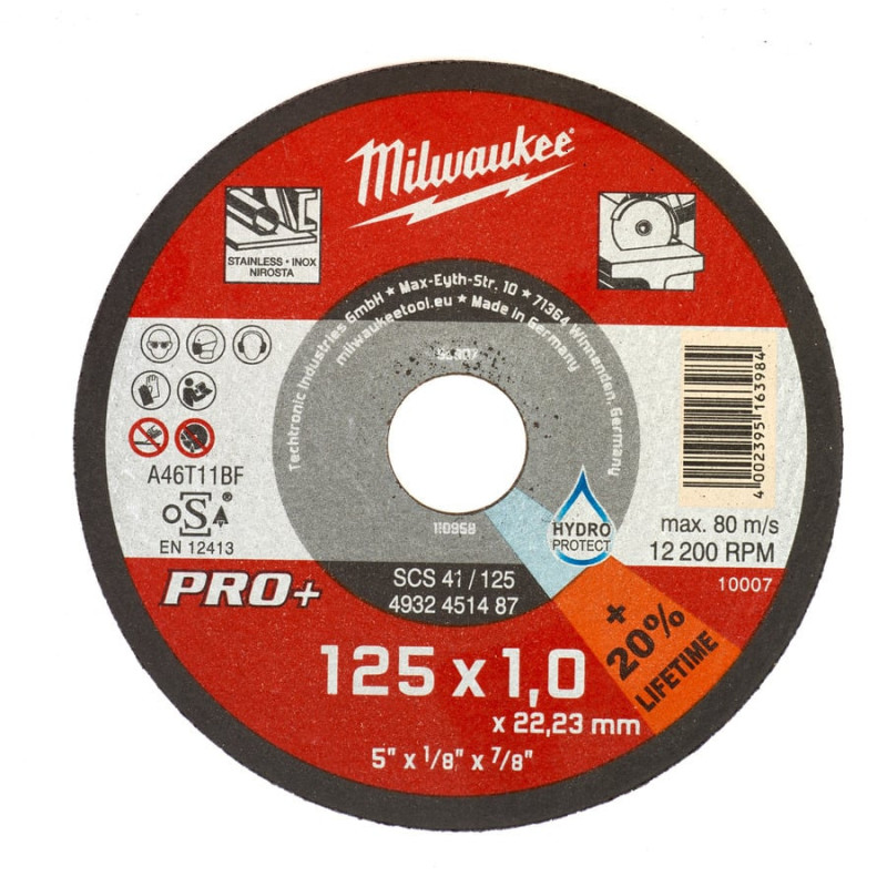 Купити Диск відрізний по металу MILWAUKEE, SCS 41/125х1 PRO+, діаметр 125мм. Офіційний магазин Мілвокі Україна, фірмова гарантія з доставкою по Украіні