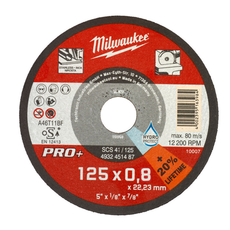 Купити Диск відрізной по металу MILWAUKEE, SCS 42/125х0.8 PRO+, діаметр 125мм. Офіційний магазин Мілвокі Україна, фірмова гарантія з доставкою по Украіні