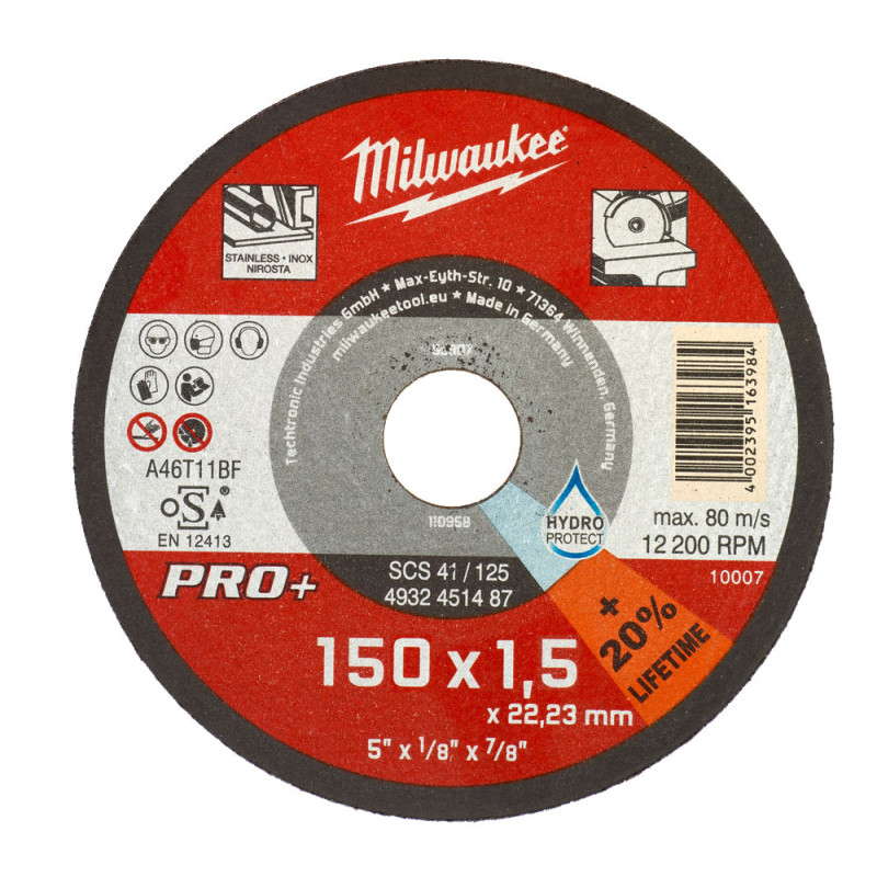 Купити Диск відрізний по металу MILWAUKEE, SCS 41/150х1,5 PRO+, діаметр 150мм. Офіційний магазин Мілвокі Україна, фірмова гарантія з доставкою по Украіні