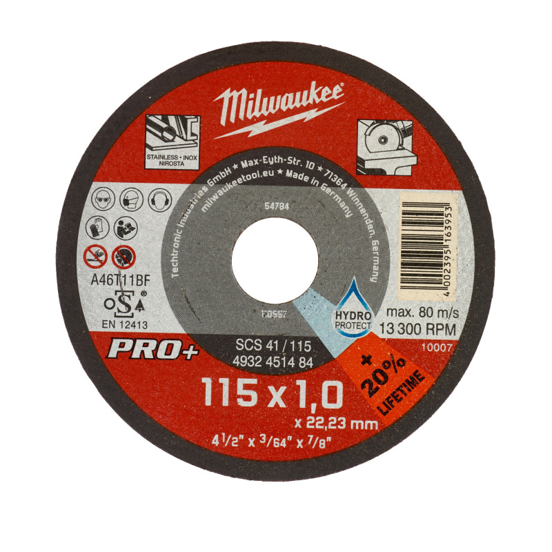 Купити Диск відрізний по металу MILWAUKEE, SCS 41/115х1 PRO+, діаметр 115мм. Офіційний магазин Мілвокі Україна, фірмова гарантія з доставкою по Украіні