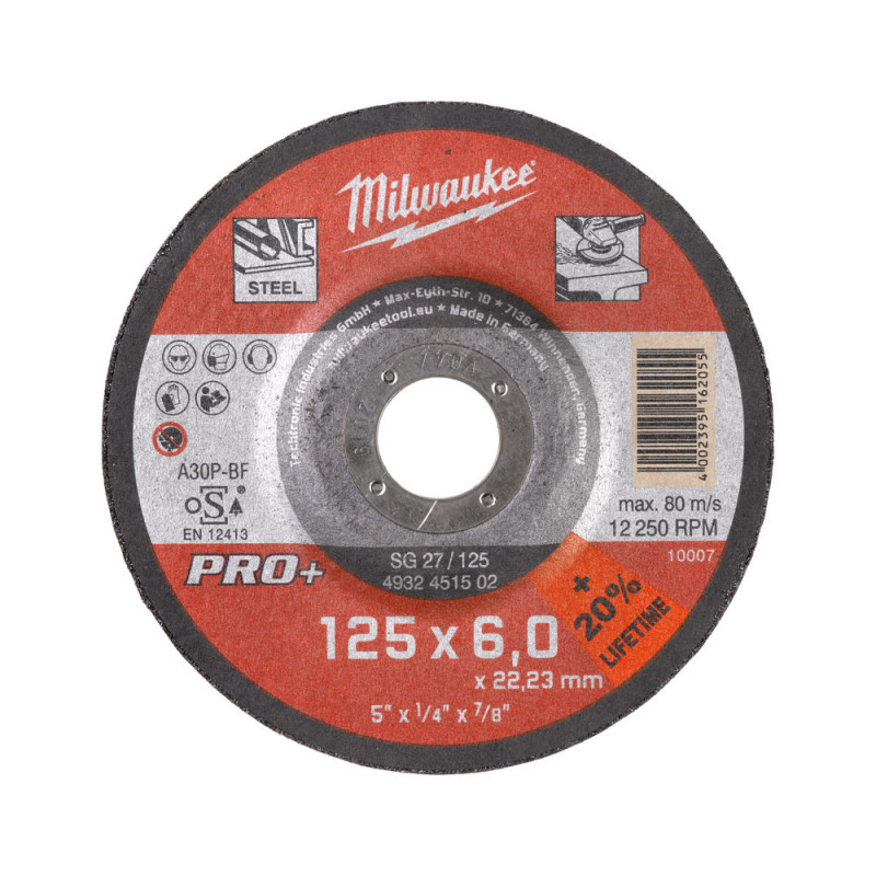 Купити Диск зачистний по металу MILWAUKEE, SG 27/125х6 PRO+, діаметр 125 мм. Офіційний магазин Мілвокі Україна, фірмова гарантія з доставкою по Украіні