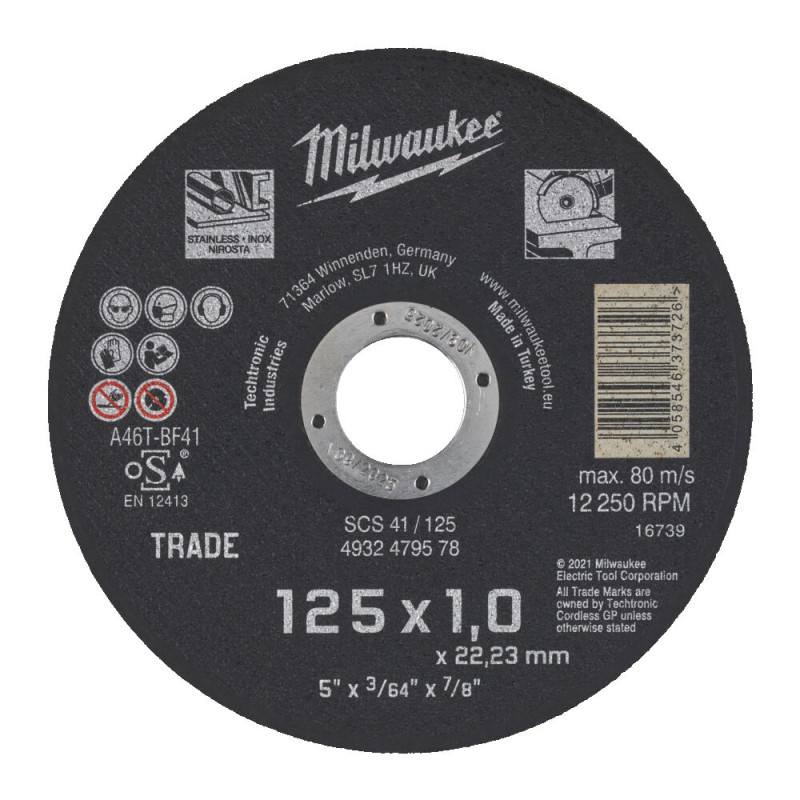 Купити Диск відрізний по металу MILWAUKEE Trade, SCS 41/230x1,9, діаметр 230мм. Офіційний магазин Мілвокі Україна, фірмова гарантія з доставкою по Украіні