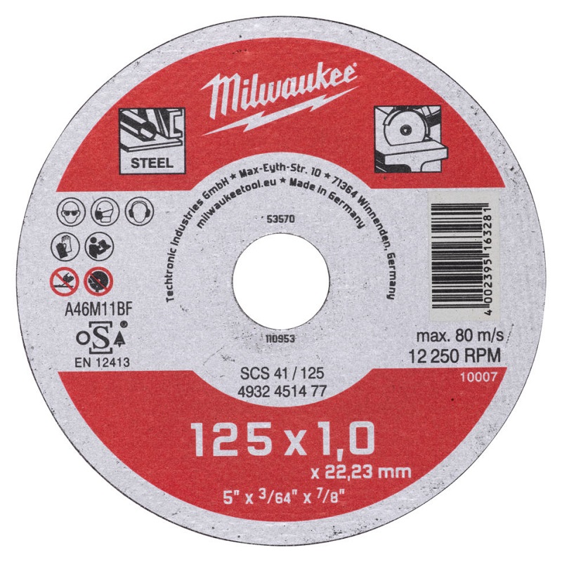 Купити Диск відрізний по металу MILWAUKEE, SCS 41/125х1, діаметр 125мм. Офіційний магазин Мілвокі Україна, фірмова гарантія з доставкою по Украіні