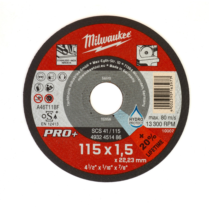 Купити Диск відрізний по металу MILWAUKEE, SCS 41/115х1.5 PRO+, діаметр 115мм. Офіційний магазин Мілвокі Україна, фірмова гарантія з доставкою по Украіні