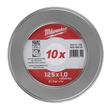 Купити Диск відрізний по металу MILWAUKEE, SCS 41/125х1,5 PRO+, діаметр 125мм, (10шт) металевий футляр. Офіційний магазин Мілвокі Україна, фірмова гарантія з доставкою по Украіні