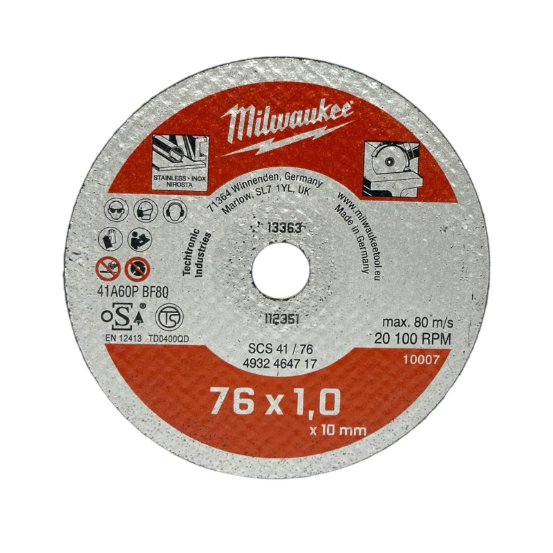 Купити Диск відрізний по металу MILWAUKEE SCS41/76, діаметр 76мм (для M12 FCOT) (5шт). Офіційний магазин Мілвокі Україна, фірмова гарантія з доставкою по Украіні