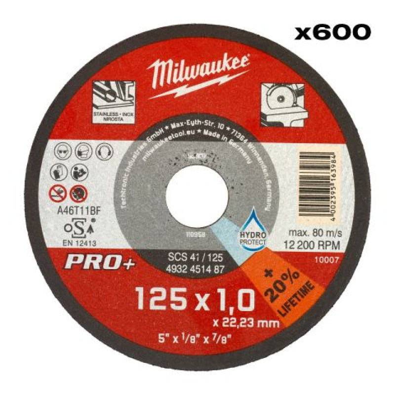 Купити Диск відрізний по металу MILWAUKEE, SCS 41/125х1 PRO+, діаметр 125мм, (600шт). Офіційний магазин Мілвокі Україна, фірмова гарантія з доставкою по Украіні