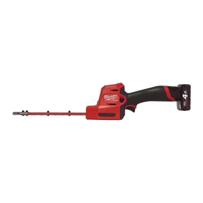 Купити Кущоріз акумуляторний безщітковий MILWAUKEE, M12 FHT20-402, лезо 20см (зарядний пристрій С12 С, 2 акумулятори М12 В4 4Аг, картонне пакування). Офіційний магазин Мілвокі Україна, фірмова гарантія з доставкою по Украіні