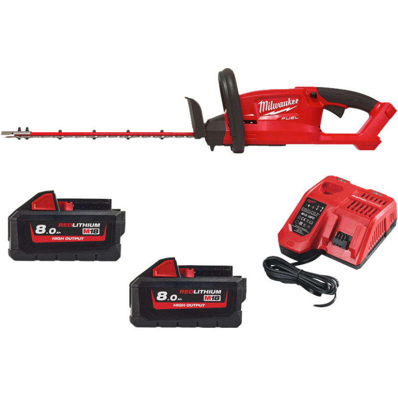 Купити Кущоріз акумуляторний безщітковий MILWAUKEE, M18 FHT45-802, лезо 45см (зарядний пристрій M12-18 FC, 2 акумулятори М18 НВ8 8Аг, картонне пакування). Офіційний магазин Мілвокі Україна, фірмова гарантія з доставкою по Украіні