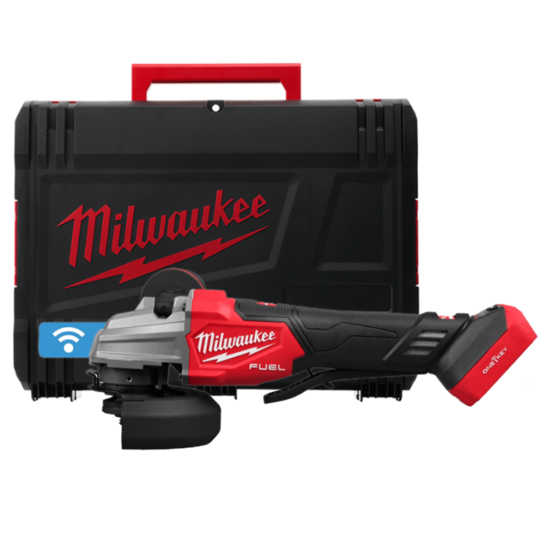 Купити Кутова шліфувальна машина акумуляторна безщіткова MILWAUKEE, M18 FSAGSVO125X-0X, діаметр 125мм (каркас, антивібраційна бічна рукоятка, захисний кожух, ключ, фланцевая и прижимная гайки, пилезахисний екран, HDкейс). Офіційний магазин Мілвокі Україна, фірмова гарантія з доставкою по Украіні