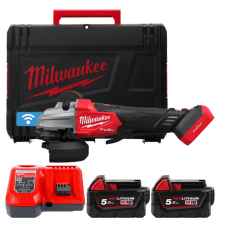 Купити Шліфмашина кутова акумуляторна MILWAUKEE, M18 FSAGSVO125X-502X, 1200 Вт діаметр 125мм (+зар.пр., 2ак.Х5Аг, HD кейс). Офіційний магазин Мілвокі Україна, фірмова гарантія з доставкою по Украіні