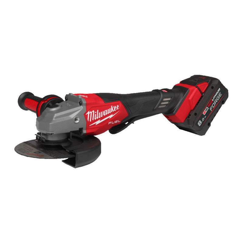 Купити Шліфмашина кутова - болгарка акумуляторна безщіткова MILWAUKEE, M18 FHSAG125XPDB2-802X, діаметр 125мм (зарядний пристрій М12-18 FC, 2 акумулятори М18 FB8 8Аг, антивібраційна бічна рукоять, захисний кожух, затискна та опорна гайки, пилезахисний екран, HDке. Офіційний магазин Мілвокі Україна, фірмова гарантія з доставкою по Украіні