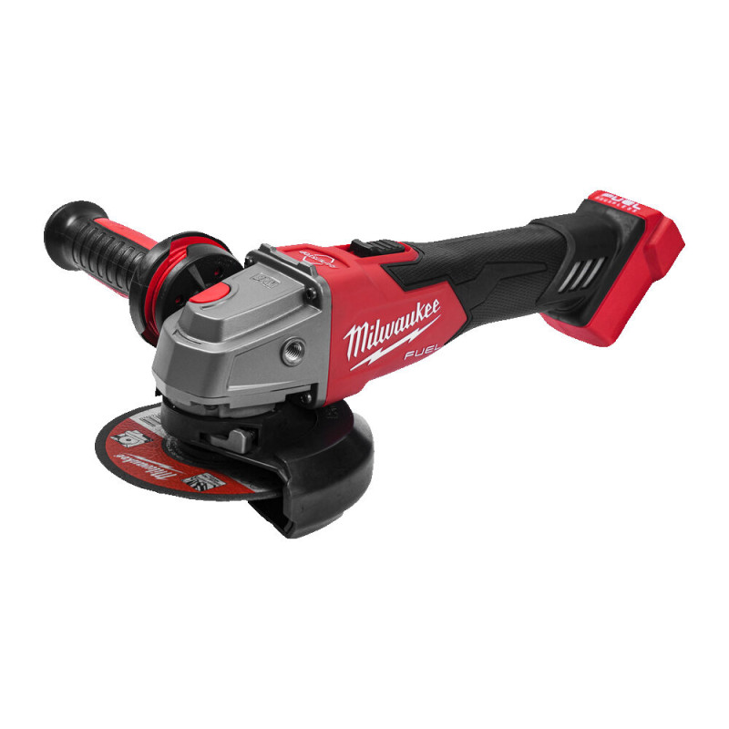 Купити Шліфмашина кутова - болгарка акумуляторна безщіткова MILWAUKEE, M18 FSAG125XB-0, діаметр 125мм (каркас, антивібраційна бічна рукоять, захисний кожух, затискна та опорна гайки, пилезахисний екран, картонне пакування). Офіційний магазин Мілвокі Україна, фірмова гарантія з доставкою по Украіні