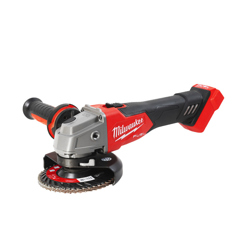 Купити Шліфмашина кутова акумуляторна безщіткова MILWAUKEE, M18 FSAG115X-0, діаметр 115мм (каркас, захисний кожух, пилозахисний екран, опорна та затискна гайки, бічна ручка). Офіційний магазин Мілвокі Україна, фірмова гарантія з доставкою по Украіні