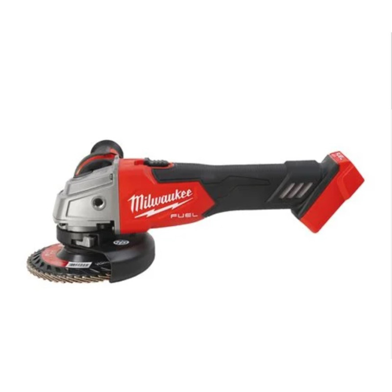 Купити Шліфмашина кутова акумуляторна безщіткова MILWAUKEE, M18 FSAG125X-0, діаметр 125мм (каркас, антивібраційна бічна рукоятка, захисний кожух, затискна гайка, ключ, опорна гайка, пилезахисний екран, картонне пакувавння). Офіційний магазин Мілвокі Україна, фірмова гарантія з доставкою по Украіні