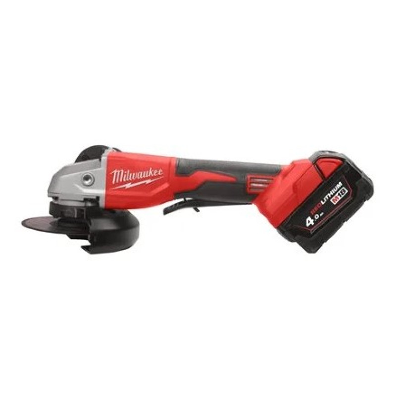 Купити Шліфмашина кутова - болгарка акумуляторна безщіткова MILWAUKEE, M18 BLSAG125XPD-402X, діаметр 125мм (зарядний пристрій М12-18 С, 2 акумулятори М18 В4 4Аг, бічна рукоять, захисний кожух, ключ, фланцева і притискна гайки, HDкейс). Офіційний магазин Мілвокі Україна, фірмова гарантія з доставкою по Украіні