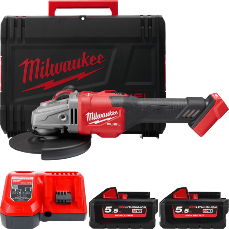 Купити Шліфмашина кутова - болгарка акумуляторна безщіткова MILWAUKEE, M18 FHSAG125XB-552X, діаметр 125мм. Офіційний магазин Мілвокі Україна, фірмова гарантія з доставкою по Украіні