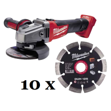 Купити Шліфмашина кутова акумуляторна безщіткова MILWAUKEE, M18 CAG125X-0, діаметр 125мм + Диск алмазний MILWAUKEE DUH 125, діаметр 125мм (10шт). Офіційний магазин Мілвокі Україна, фірмова гарантія з доставкою по Украіні