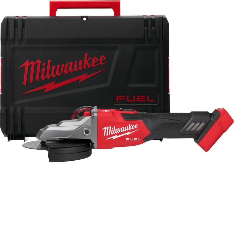 Купити Шліфмашина кутова - болгарка акумуляторна MILWAUKEE M18FSAGF125XB-0X, діаметр 125мм (антивібраційна бокова рукоятка, захисний кожух, безключова гайка FIXTEC, пилезахисний екран, картонне пакування, HDкейс). Офіційний магазин Мілвокі Україна, фірмова гарантія з доставкою по Украіні