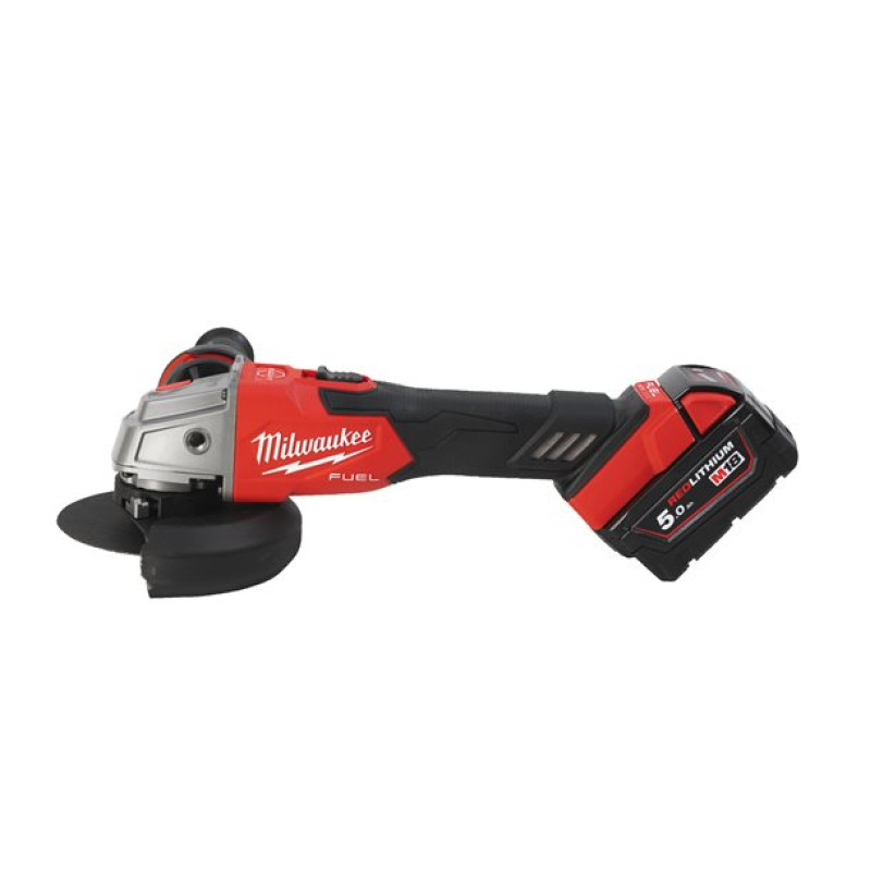 Купити Шліфмашина кутова - болгарка акумуляторна безщіткова MILWAUKEE, M18 FSAG125XB-502X, діаметр 125мм (зарядний пристрій M12-18 FC, +2 акум, захисний кожух, антивібрац.захисна рукоятка, безключова гайка, захисні екрани). Офіційний магазин Мілвокі Україна, фірмова гарантія з доставкою по Украіні