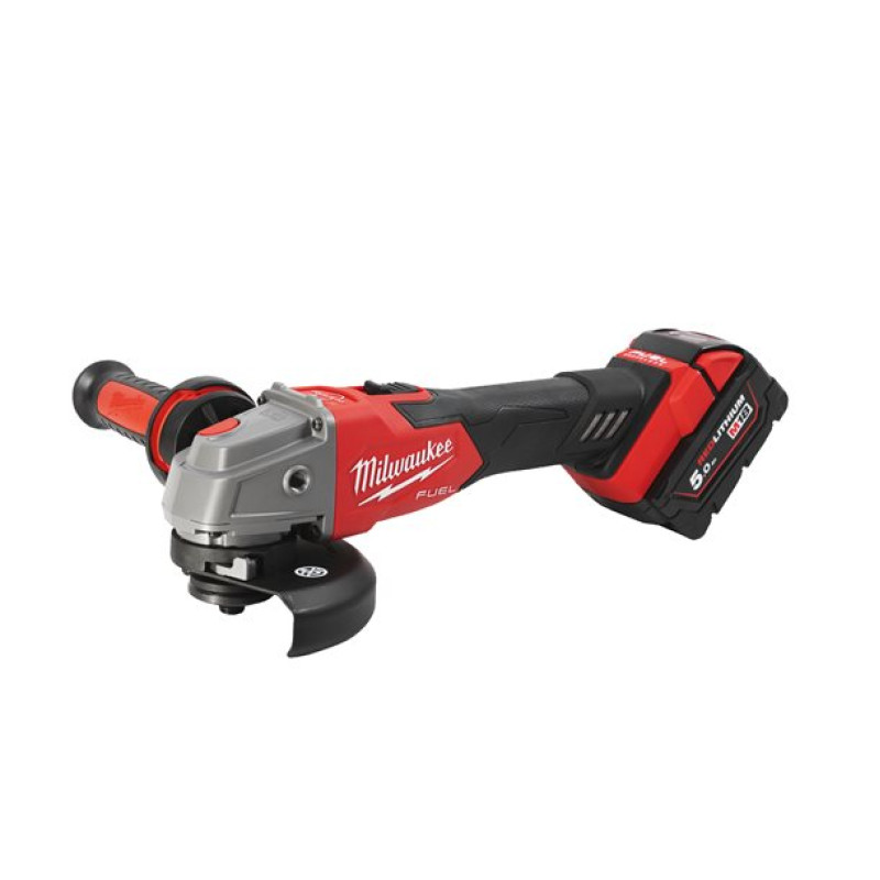 Купити Шліфмашина кутова - болгарка акумуляторна безщіткова MILWAUKEE, M18 FSAG125XB-502X, діаметр 125мм (зарядний пристрій M12-18 FC, +2 акум, захисний кожух, антивібрац.захисна рукоятка, безключова гайка, захисні екрани). Офіційний магазин Мілвокі Україна, фірмова гарантія з доставкою по Украіні
