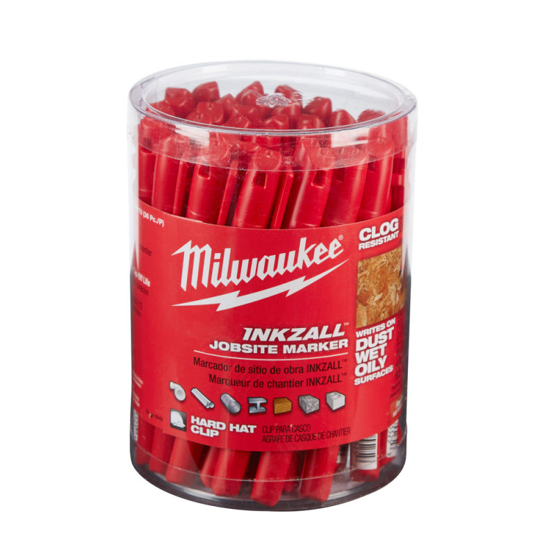 Купити Маркер для будмайданчика InkZAll MILWAUKEE, тонкий, червоний (48223170). Офіційний магазин Мілвокі Україна, фірмова гарантія з доставкою по Украіні