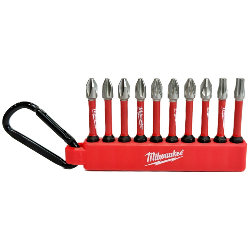 Купити Набір біт ShW MILWAUKEE 50мм в тримачі з карабіном, (4xPH2/4xPZ2/1xTX20/1xTX25) (10шт). Офіційний магазин Мілвокі Україна, фірмова гарантія з доставкою по Украіні